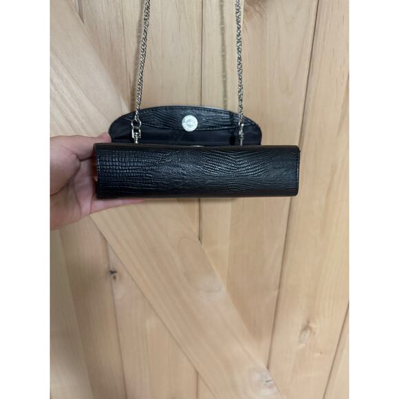 Stella Page | Black Leather Silver Hardware Red Sparkle Decoupage Chain Purse - Picture 11 of 13